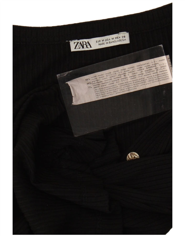 Top Zara da donna a maniche lunghe UK 12 medio nero modal