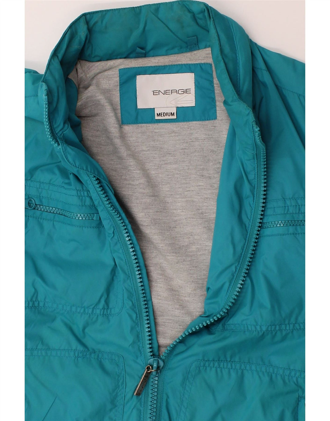 ENERGIE Womens Bomber Jacket UK 14 Medium Blue Polyamide Vintage Energie and Second-Hand Energie from Messina Hembry 