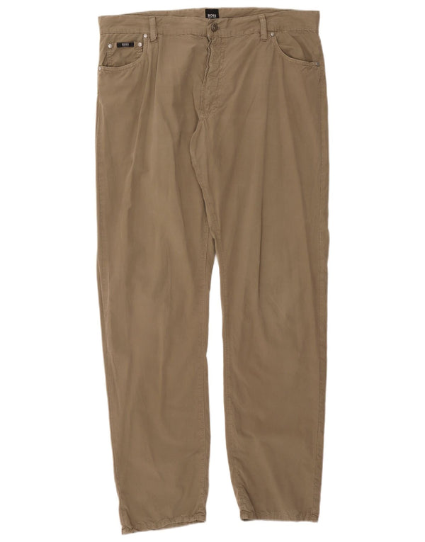 Pantaloni casual slim da uomo in popeline Montana Hugo Boss W40 L34 cotone kaki