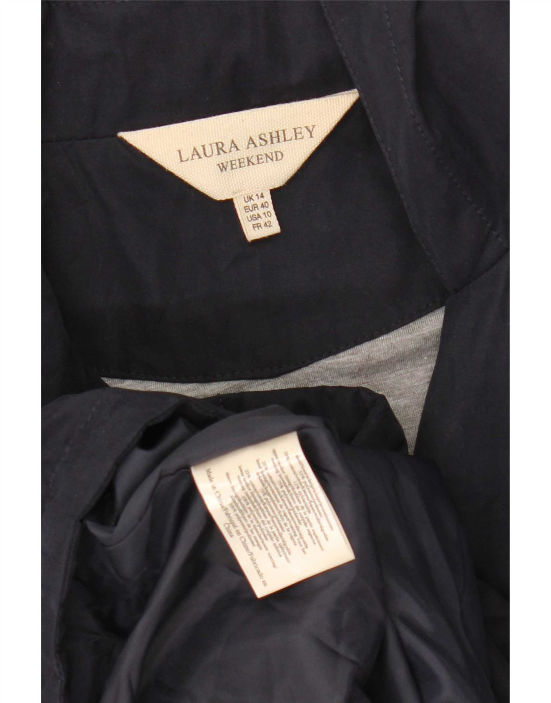 Giacca antipioggia con cappuccio da donna Laura Ashley Weekend UK 14 Large Blu Navy