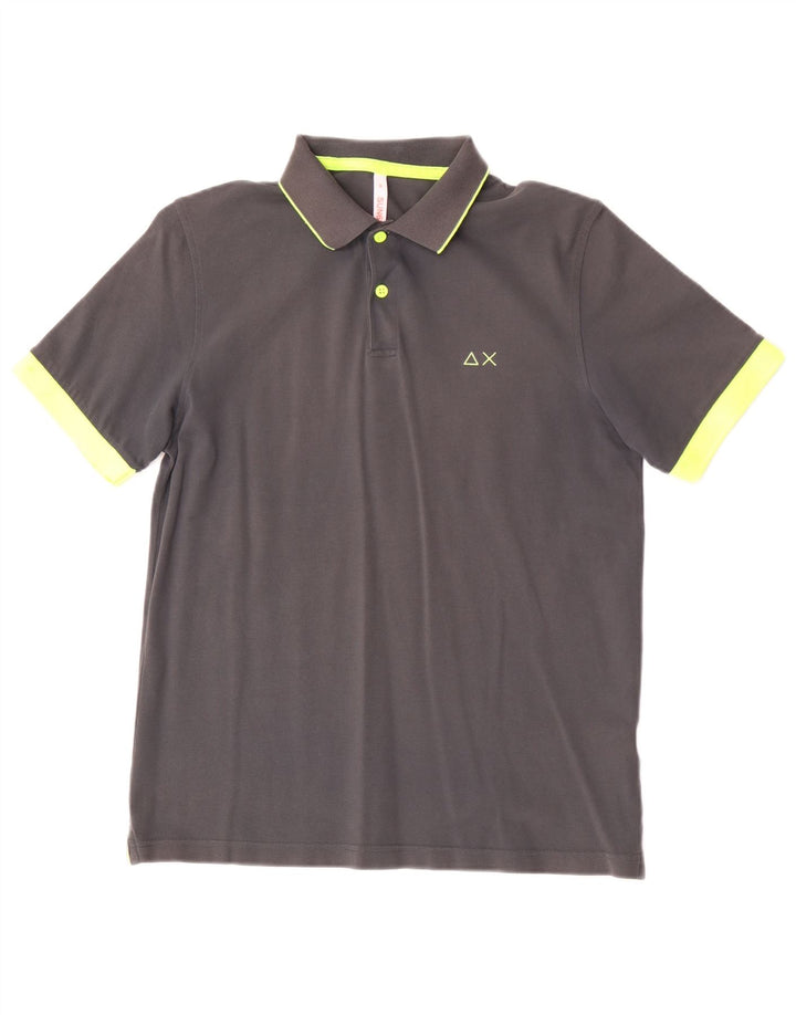Polo da uomo Sun68 in cotone grigio medio