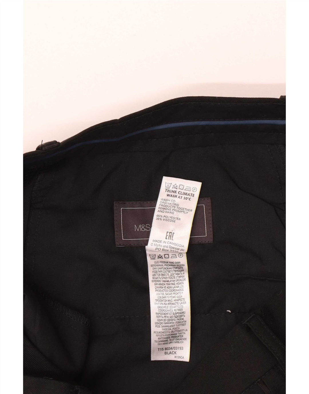Pantaloni da abito slim fit da uomo Marks & Spencer W34 L31 poliestere nero