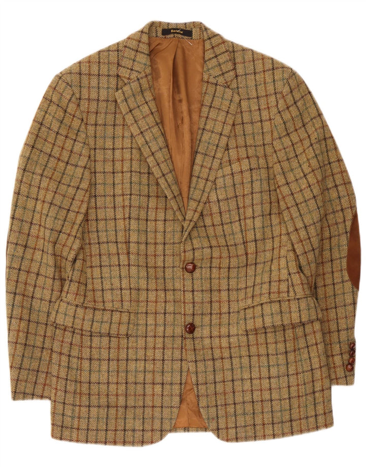 Giacca blazer da uomo a 2 bottoni Barbour EU 48 Medium Khaki Check New Wool