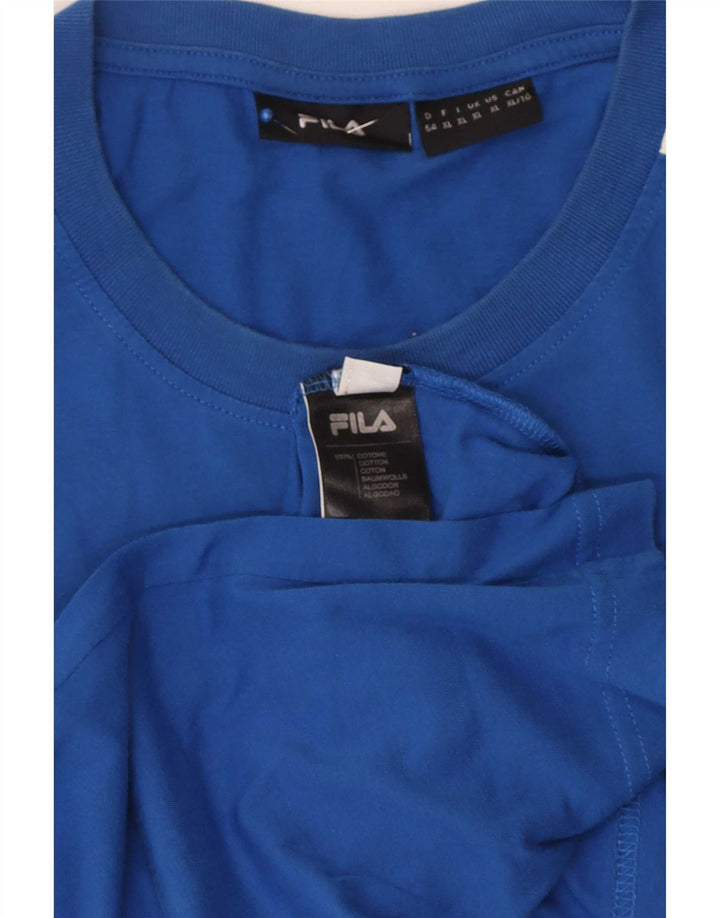 T-shirt grafica regolare da uomo Fila Top XL in cotone blu