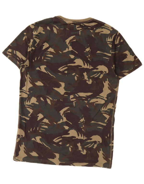 T-shirt grafica da uomo Superdry Top Small in cotone mimetico kaki