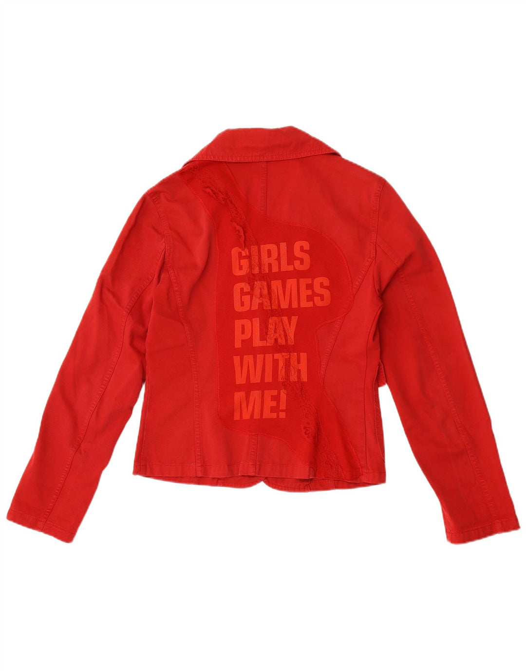 Giacca blazer da donna con grafica a 1 bottone Benetton IT 42 Rosso medio in cotone