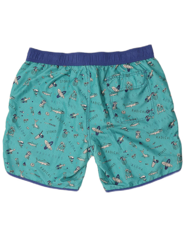 Pantaloncini da bagno grafici da uomo con motivo astratto Maui and Sons 2XL Verde