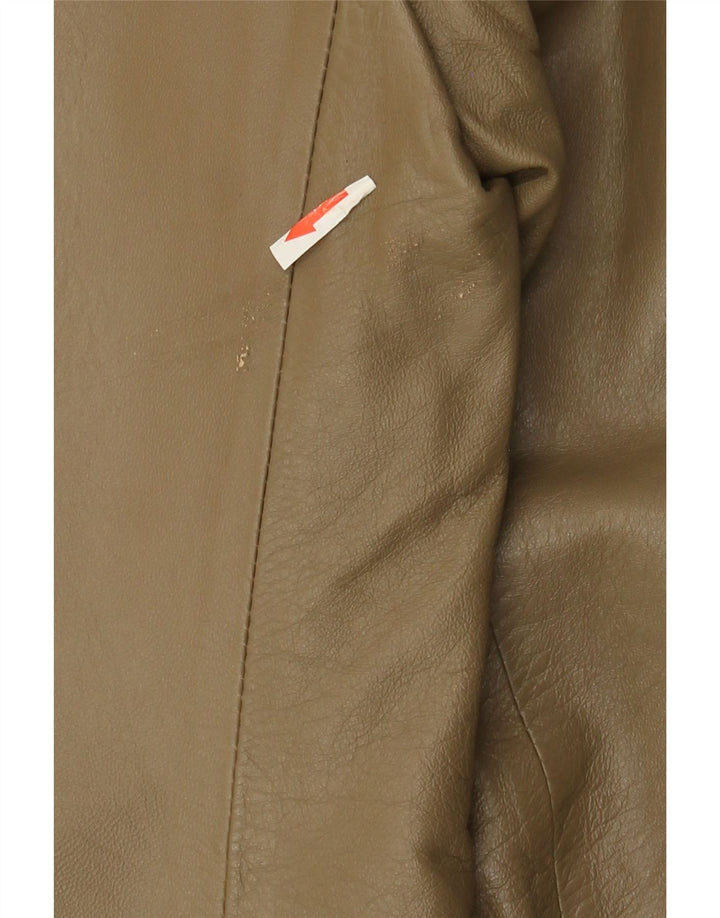 Giacca in pelle oversize da donna vintage IT 38 XS in pelle kaki