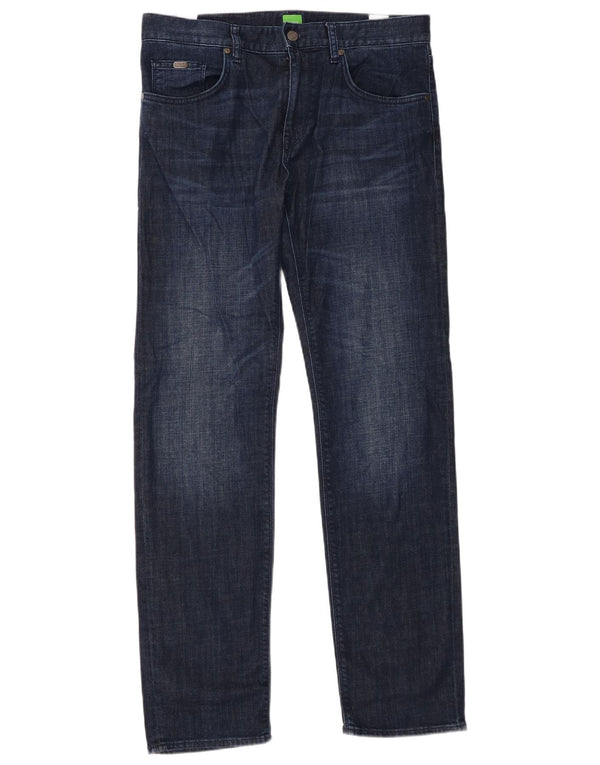 Jeans dritti da uomo Hugo Boss W32 L32 cotone blu navy