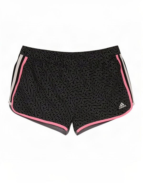 Pantaloncini sportivi Adidas Climalite da donna UK 14 Large Black Chevron Poliestere