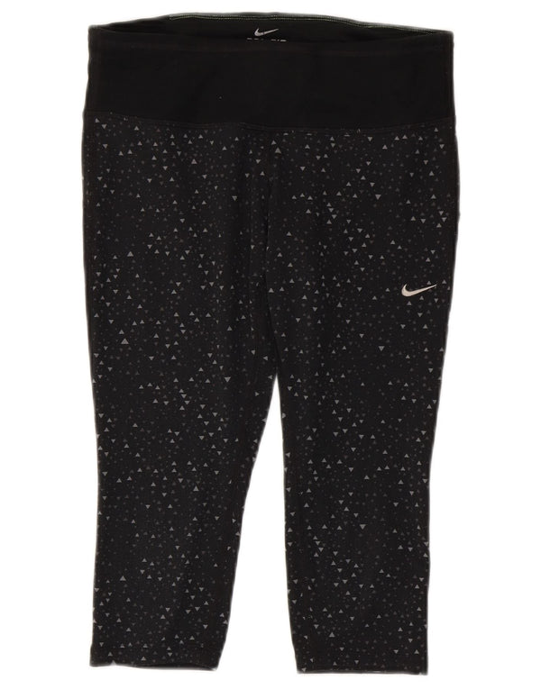 Leggings Nike Dri Fit Capri da donna UK 10 piccolo poliestere geometrico nero