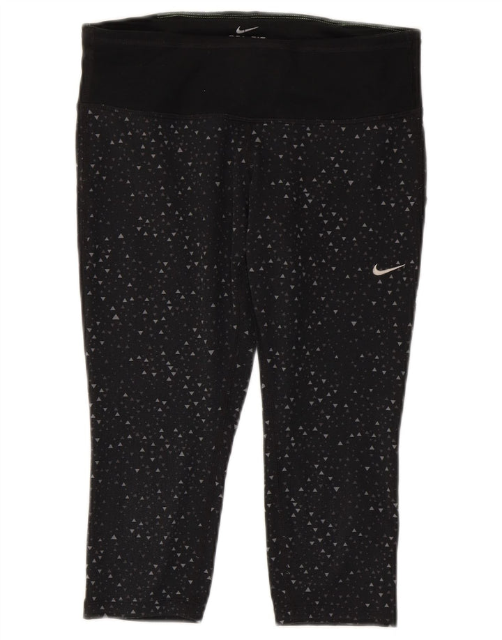 Leggings Nike Dri Fit Capri da donna UK 10 piccolo poliestere geometrico nero