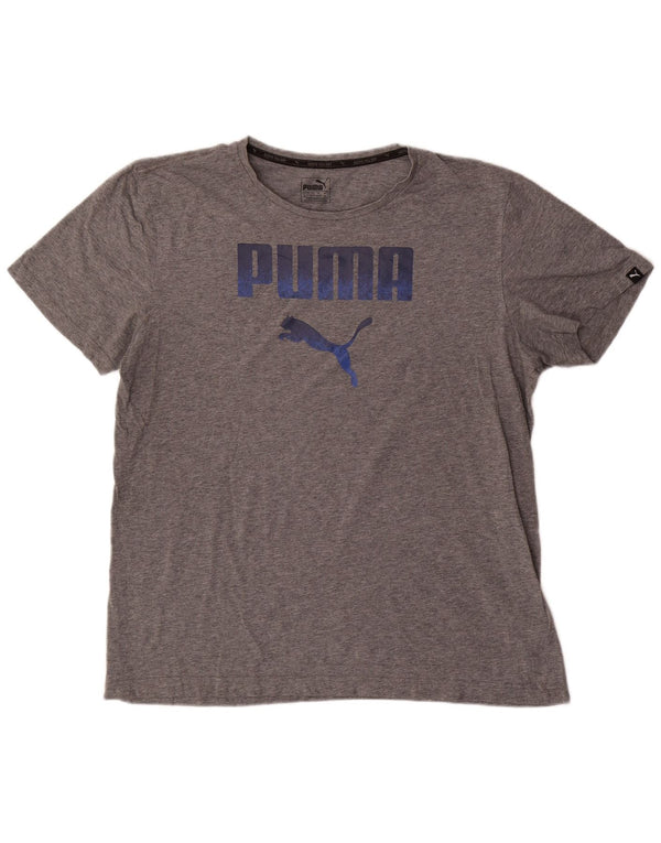 T-shirt grafica da uomo Puma Top XL in cotone chiazzato grigio