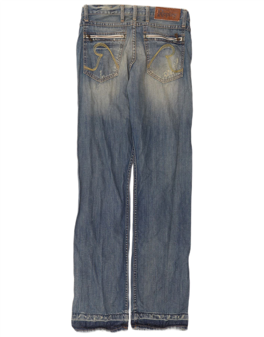 Jeans dritti invecchiati da uomo Replay W30 L34 cotone blu