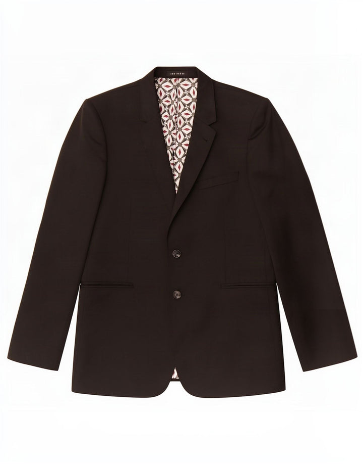 Giacca blazer da uomo a 2 bottoni Ted Baker UK 42 XL lana nera