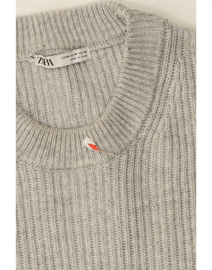 Maglione maglione girocollo da uomo Zara in poliestere grigio medio