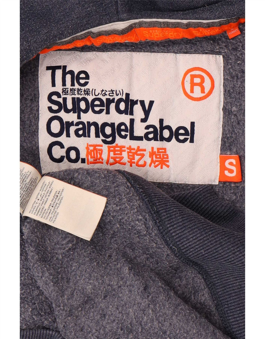 Maglione con cappuccio e zip da uomo Superdry piccolo in cotone blu