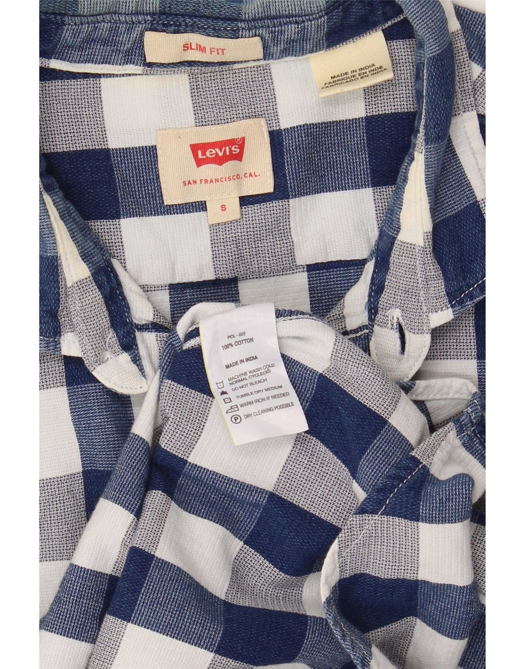 Camicia Levi's da uomo slim fit piccola in cotone a quadretti blu navy