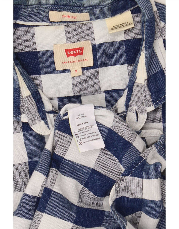 Camicia Levi's da uomo slim fit piccola in cotone a quadretti blu navy