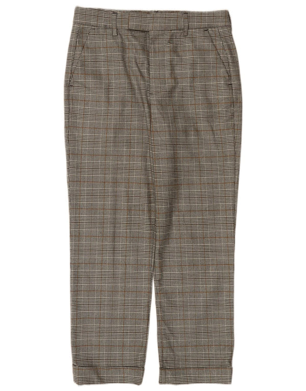 Pantaloni da abito dritti a vita alta da donna Zara EU 36 XS W26 L25 grigio a quadri