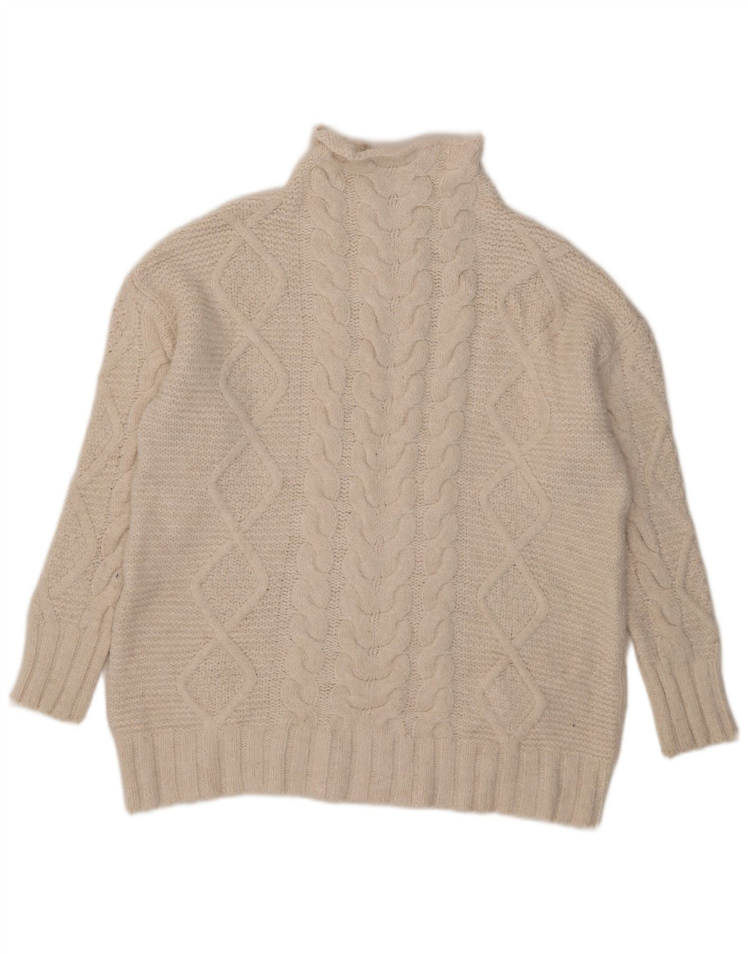Maglione a collo alto oversize da donna Zara UK 14 Acrilico bianco medio