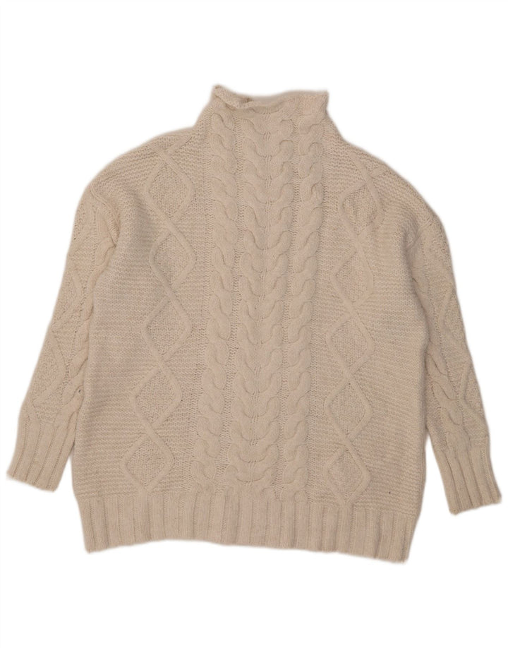 Maglione a collo alto oversize da donna Zara UK 14 Acrilico bianco medio