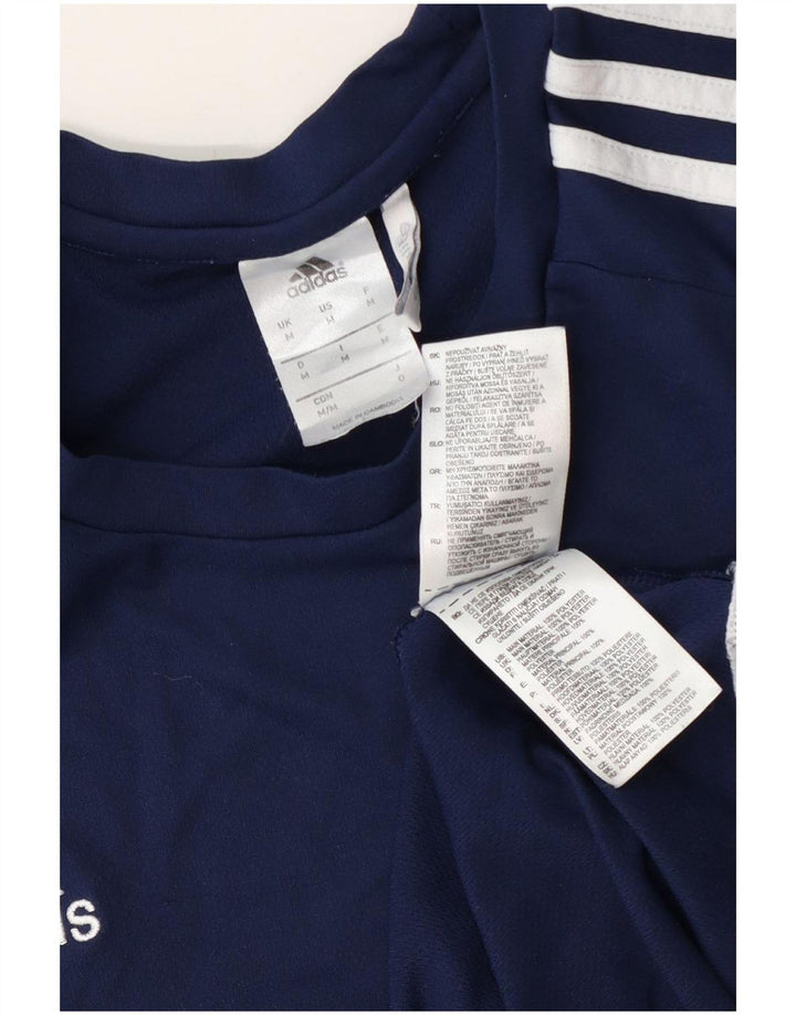T-shirt Adidas Climalite da uomo Top medio in poliestere color block blu navy