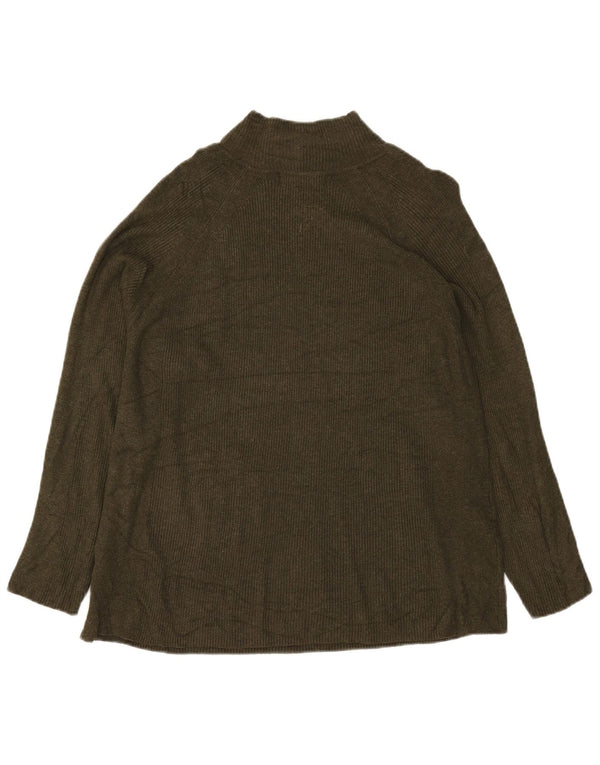 Maglione maglione a collo alto da donna Marks & Spencer UK 20 2XL viscosa kaki