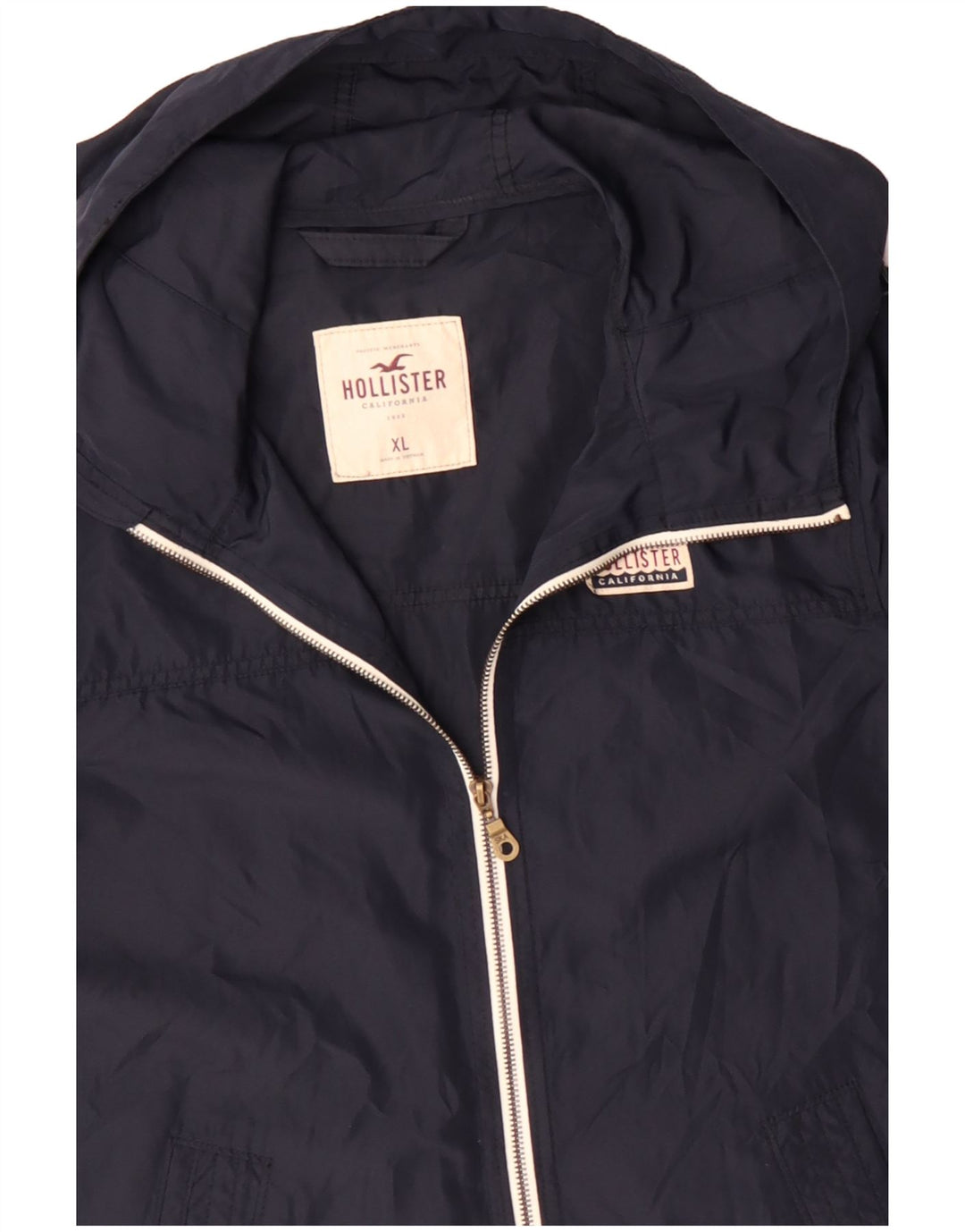 Giacca antipioggia da uomo con cappuccio Hollister UK 42 XL Poliestere blu navy