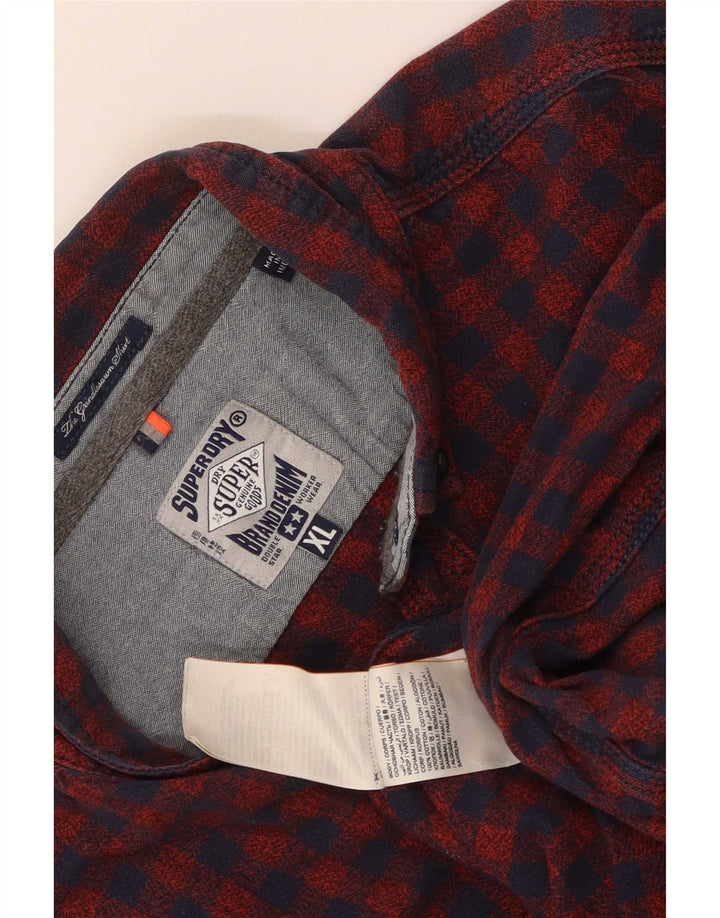 Camicia da uomo in flanella XL rossa in cotone a quadretti