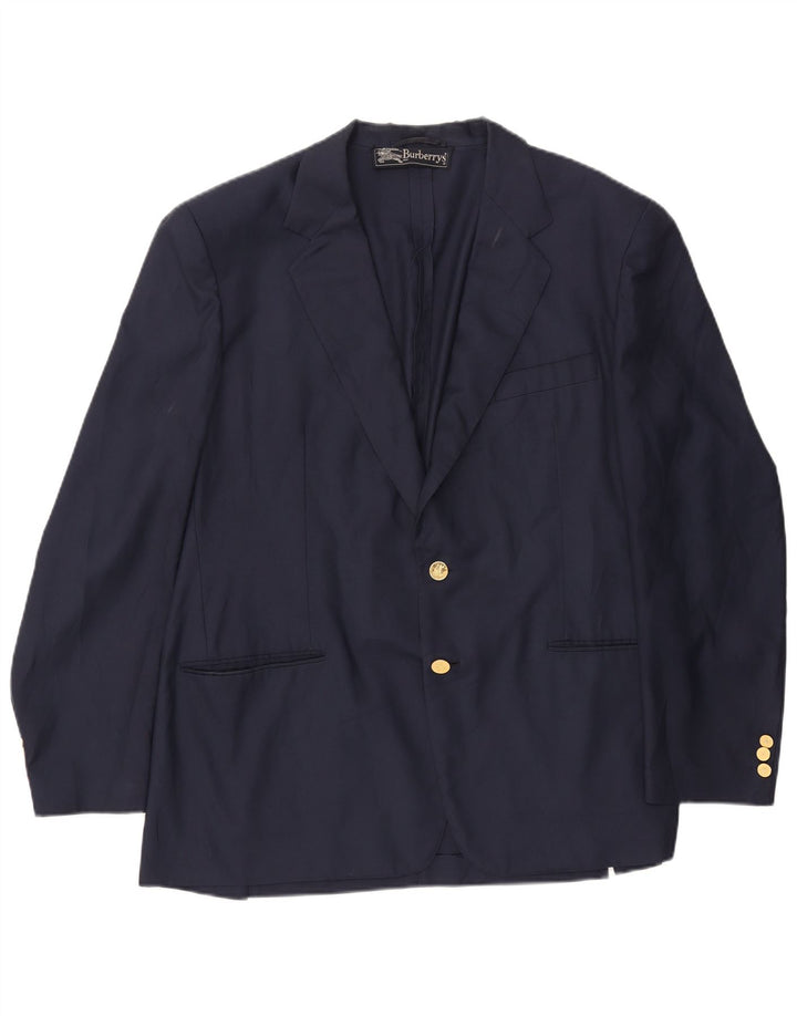 BURBERRYS Giacca blazer da uomo a 2 bottoni UK 56 XL poliestere blu navy