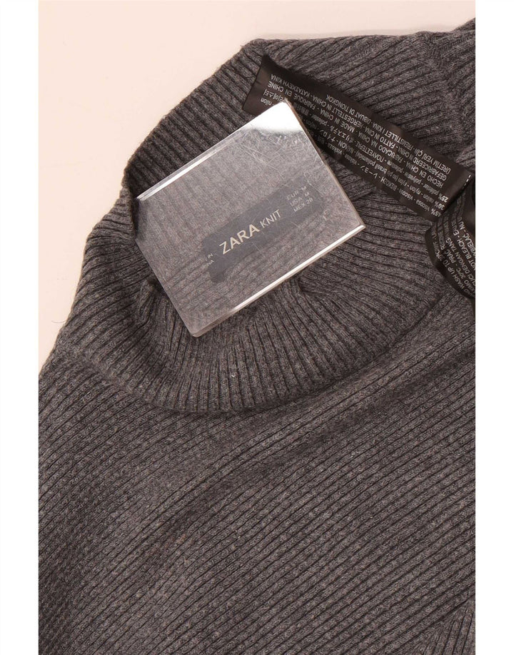 Maglione a collo alto corto a pipistrello da donna Zara UK 14 Grigio medio