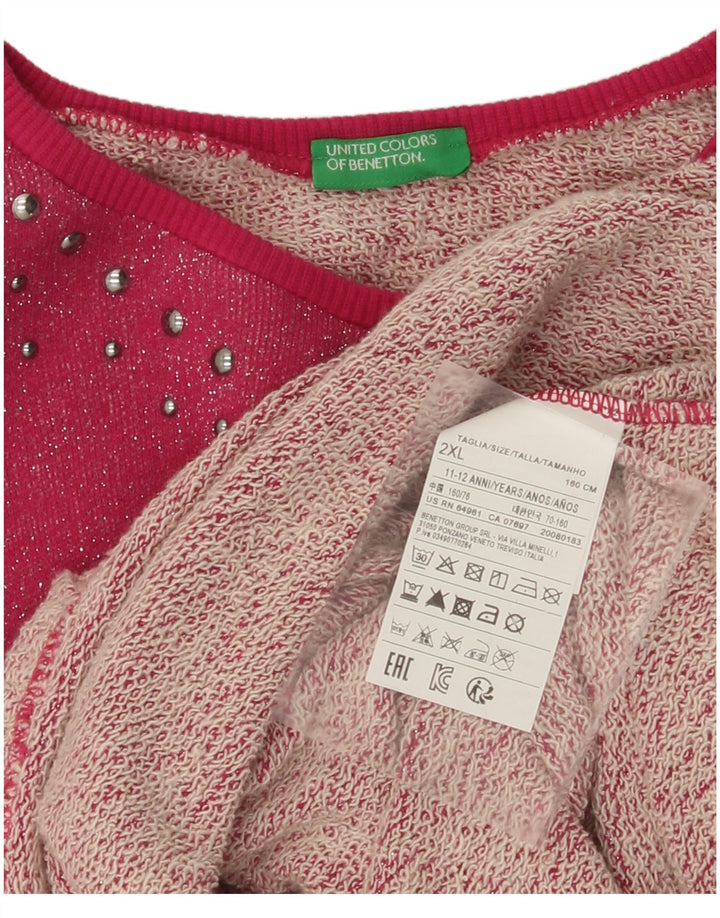 Abito maglione per bambina BENETTON 11-12 anni 2XL Cotone rosa
