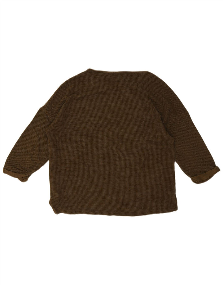 Top Zara da donna oversize con maniche a 3/4 UK 10 piccolo in viscosa marrone