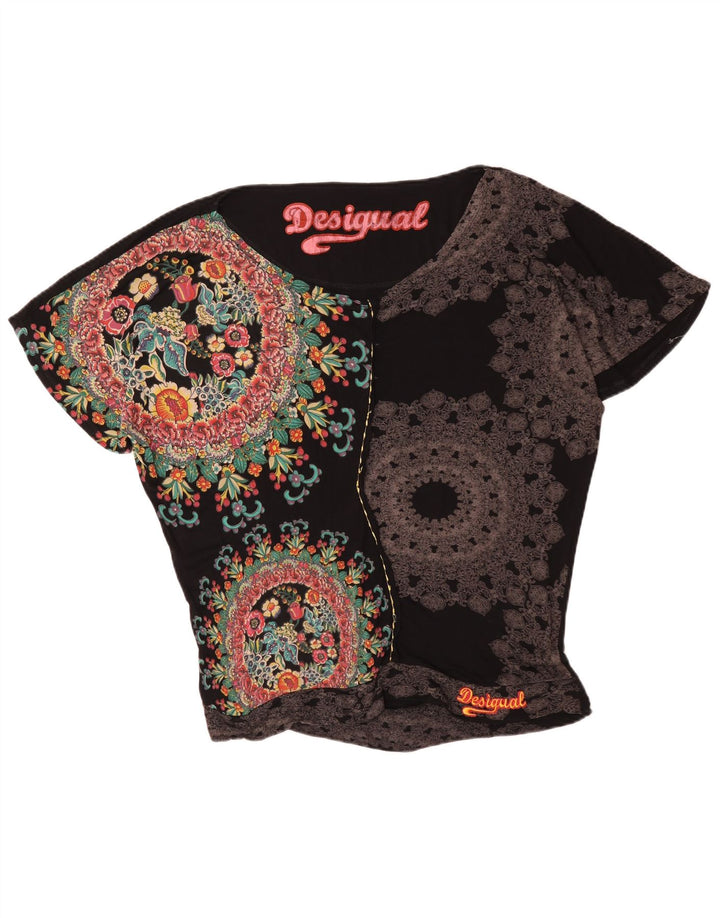 Desigual Camicetta grafica oversize da donna Top UK 16 Large Black Floral