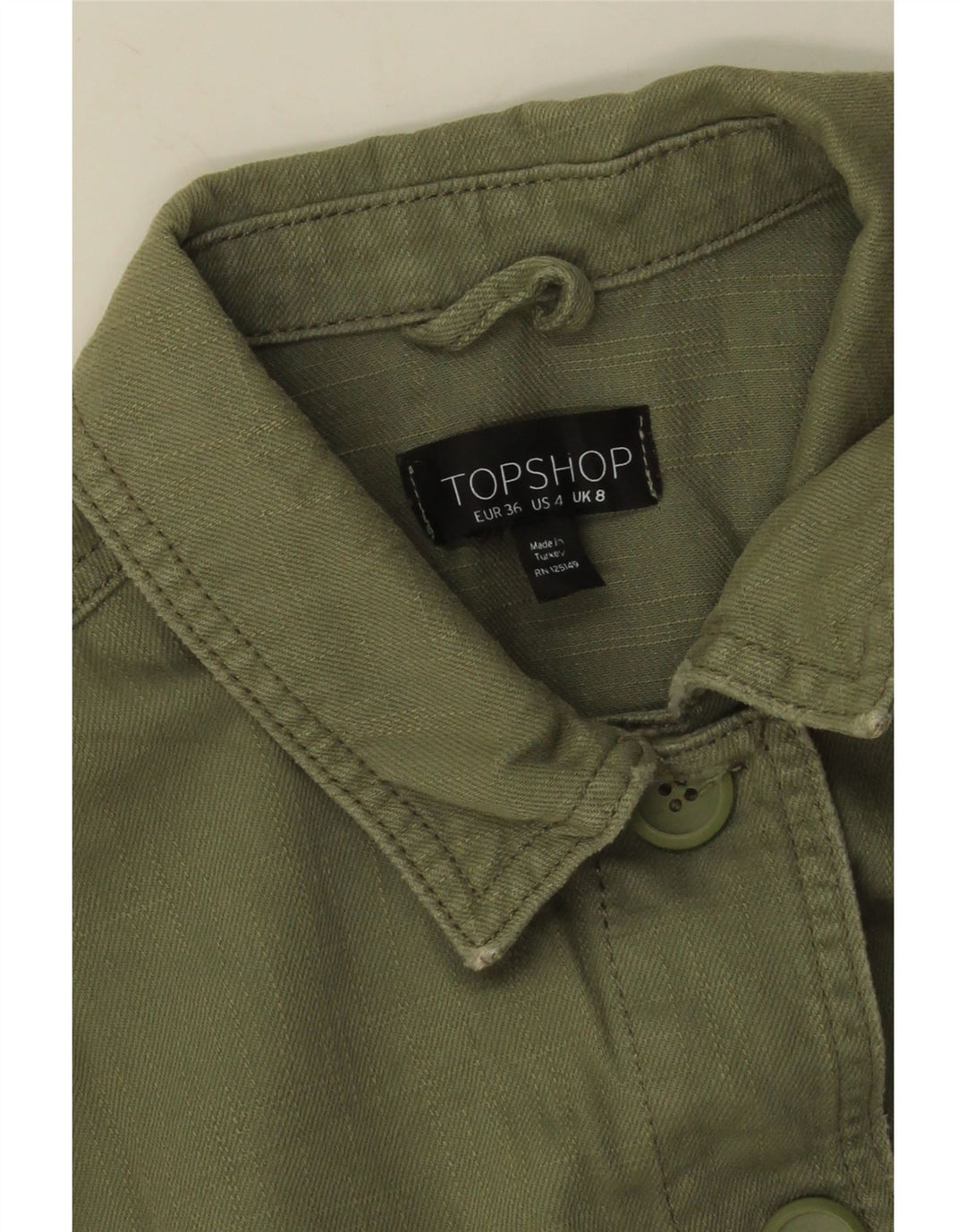 Giacca da donna Topshop UK 8 piccola in cotone kaki