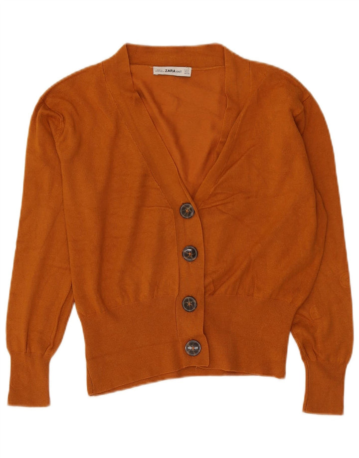 Maglione cardigan da donna Zara UK 14 Viscosa marrone medio