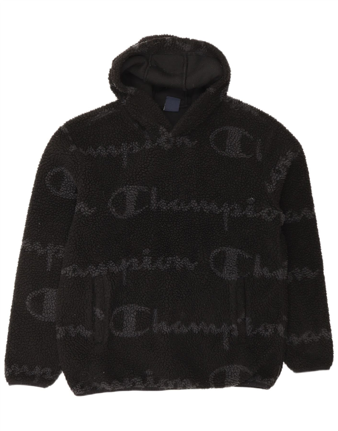CHAMPION Mens Graphic Fleece Jumper Large Black Polyester