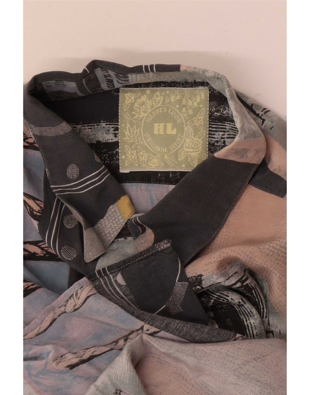 Camicia vintage da uomo a maniche corte Patchwork medio multicolore