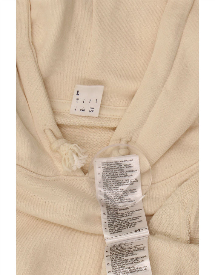 REEBOK Felpa con cappuccio oversize da donna UK 16 Large in cotone bianco sporco