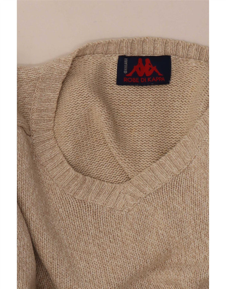 Maglione Kappa da uomo con scollo a V 3XL Beige screziato
