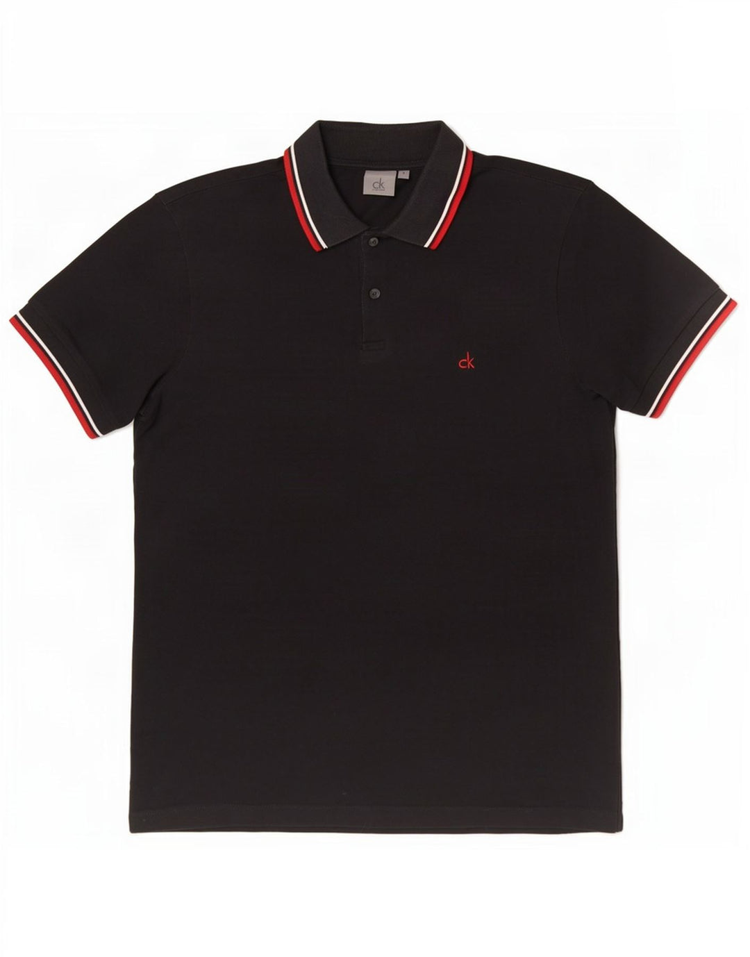 Polo da uomo Calvin Klein piccola in cotone a righe nere