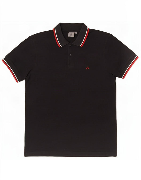 Polo da uomo Calvin Klein piccola in cotone a righe nere
