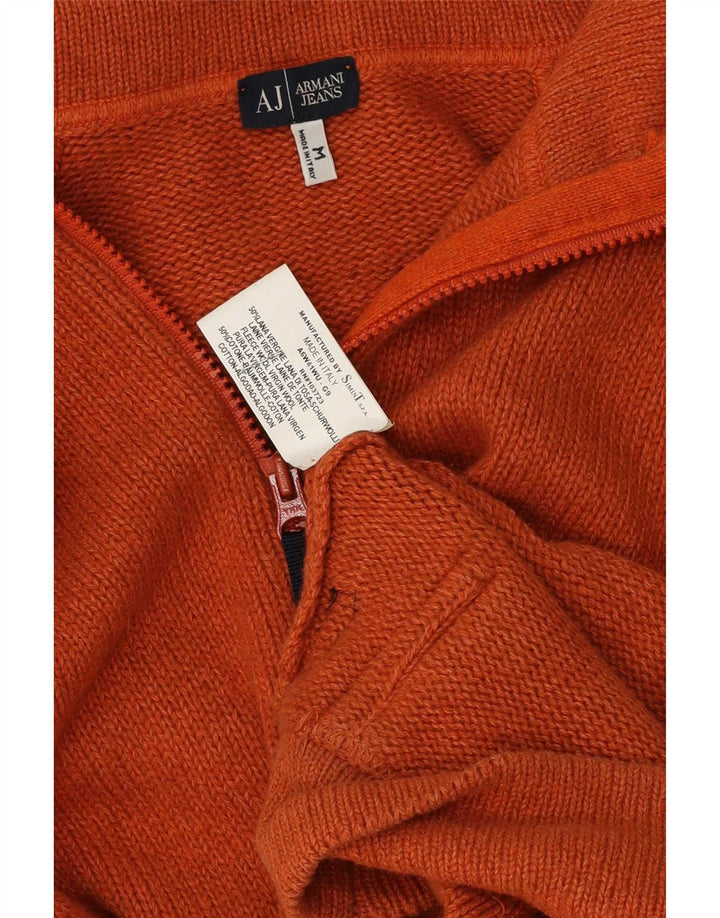 Armani Jeans Uomo Cardigan con Cappuccio Maglione in Lana Colorblock Arancione Medio