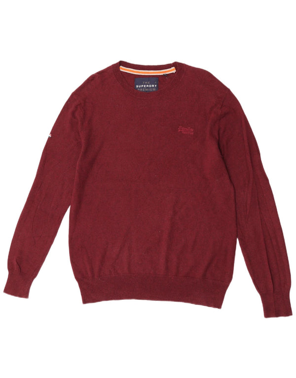 Maglione maglione girocollo da uomo Superdry XL in cotone bordeaux