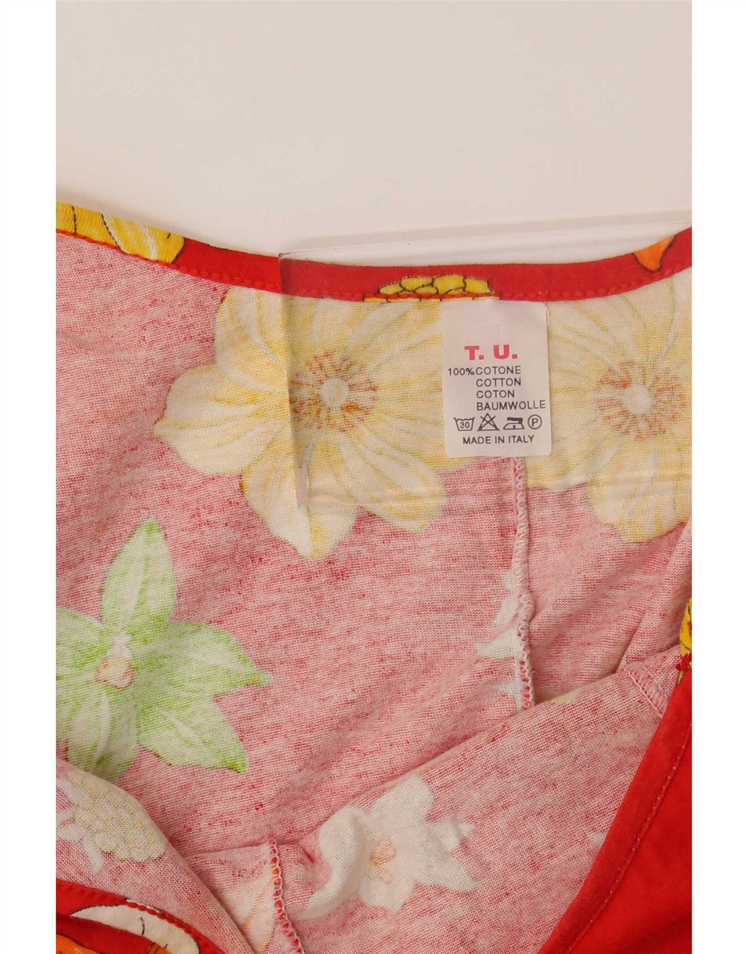 Prendisole vintage da donna UK 12 cotone floreale rosso medio