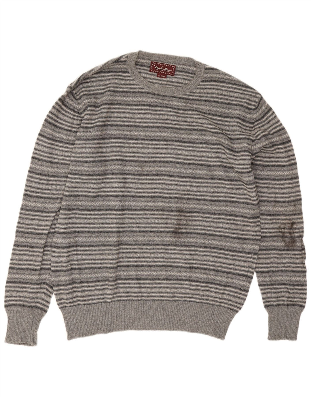 Maglione maglione girocollo da uomo Marlboro Classics XL a righe grigie