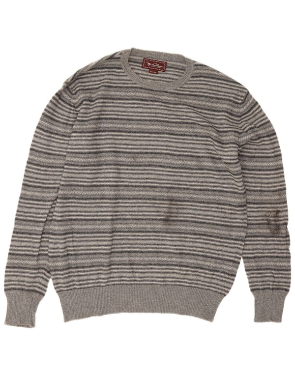 Maglione maglione girocollo da uomo Marlboro Classics XL a righe grigie
