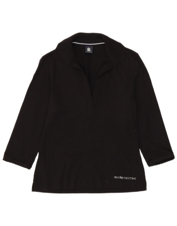 Polo da donna con maniche a 3/4 Marina Yachting UK 14 grande in cotone nero