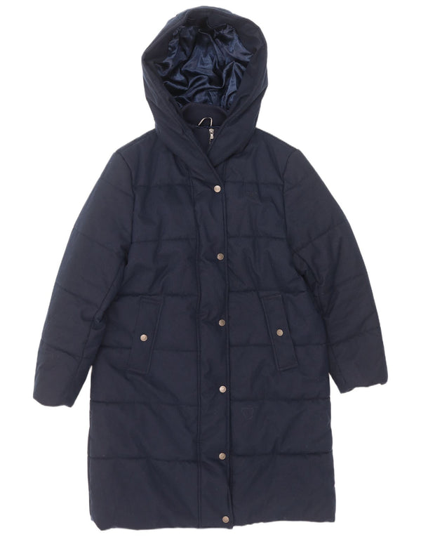 Crew Clothing Cappotto imbottito con cappuccio da donna UK 16 Grande poliestere blu navy